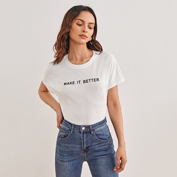 

Make It Better Graphic Batwing Sleeve Tee, White