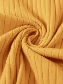 Muchica Solid Rib-knit Bodycon Dress - Yellow - View 3
