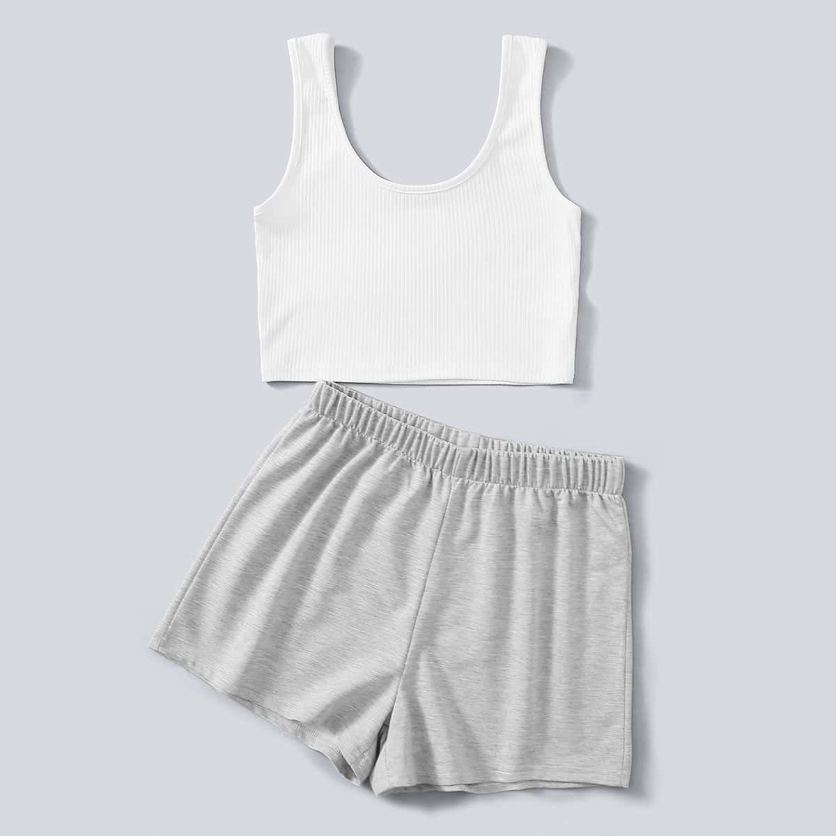 

Ribbed Crop Tank & Shorts, Multicolor
