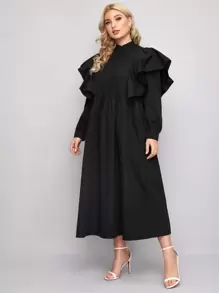 Mulvari Vestido camisero con fruncido exagerado - Negro - Ver 1