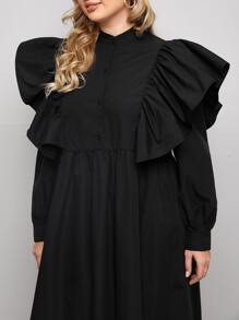 Mulvari Vestido camisero con fruncido exagerado - Negro - Ver 3