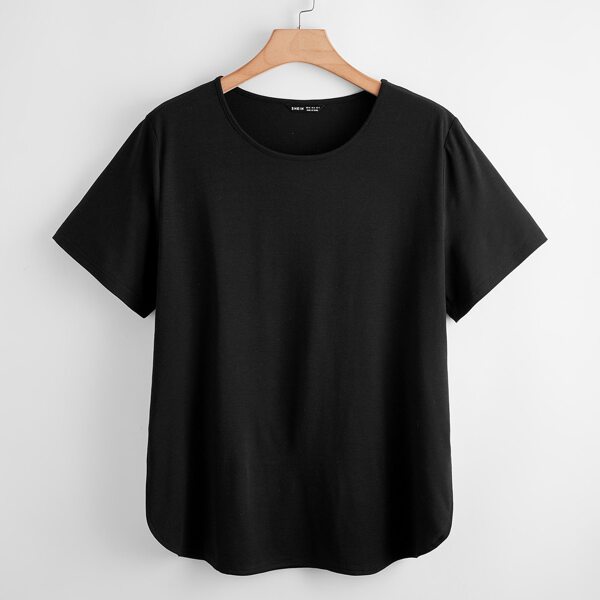 

Plus Solid Crew Neck Tee, Black