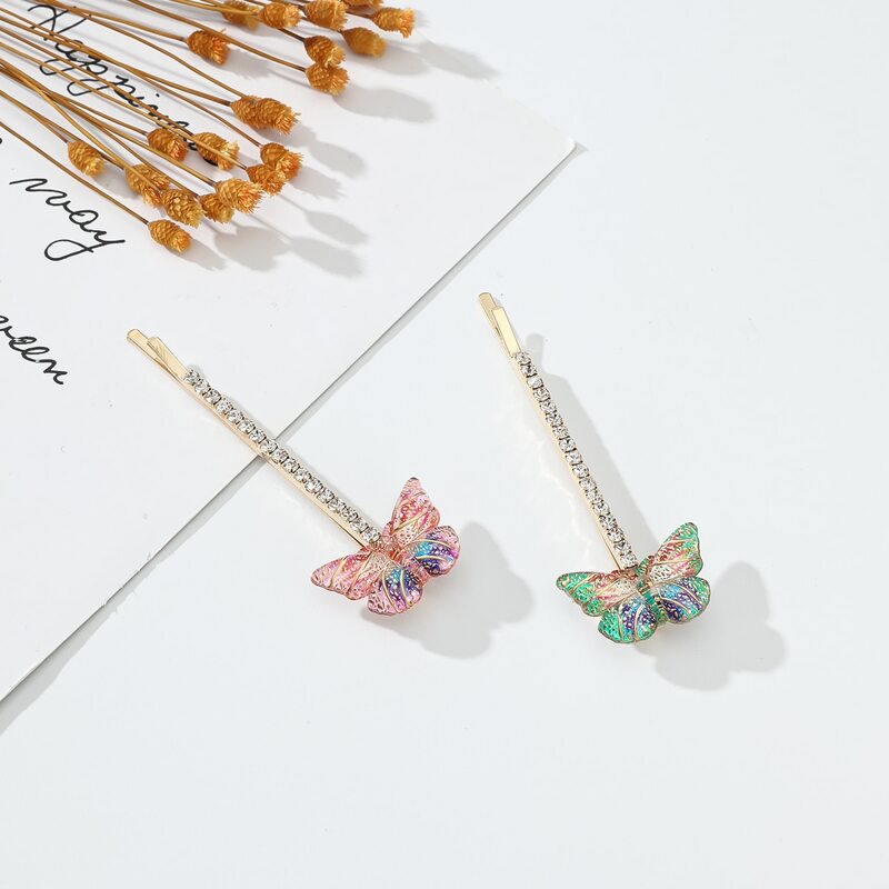 

1pc Random Butterfly Rhinestone Hair Clip, Multicolor