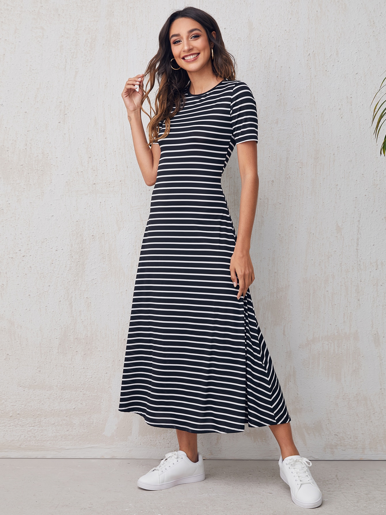 Round Neck Striped Dress thumbnail