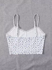 Muchica 蕾絲邊小碎花吊帶上衣