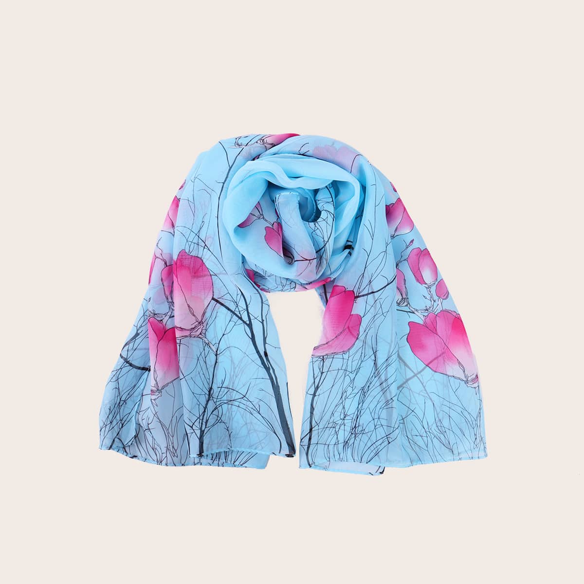 

Flower Pattern Scarf, Multicolor