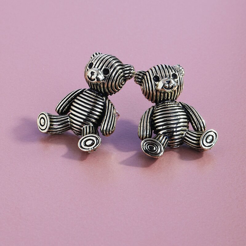 

Bear Shaped Stud Earrings, Antique silver