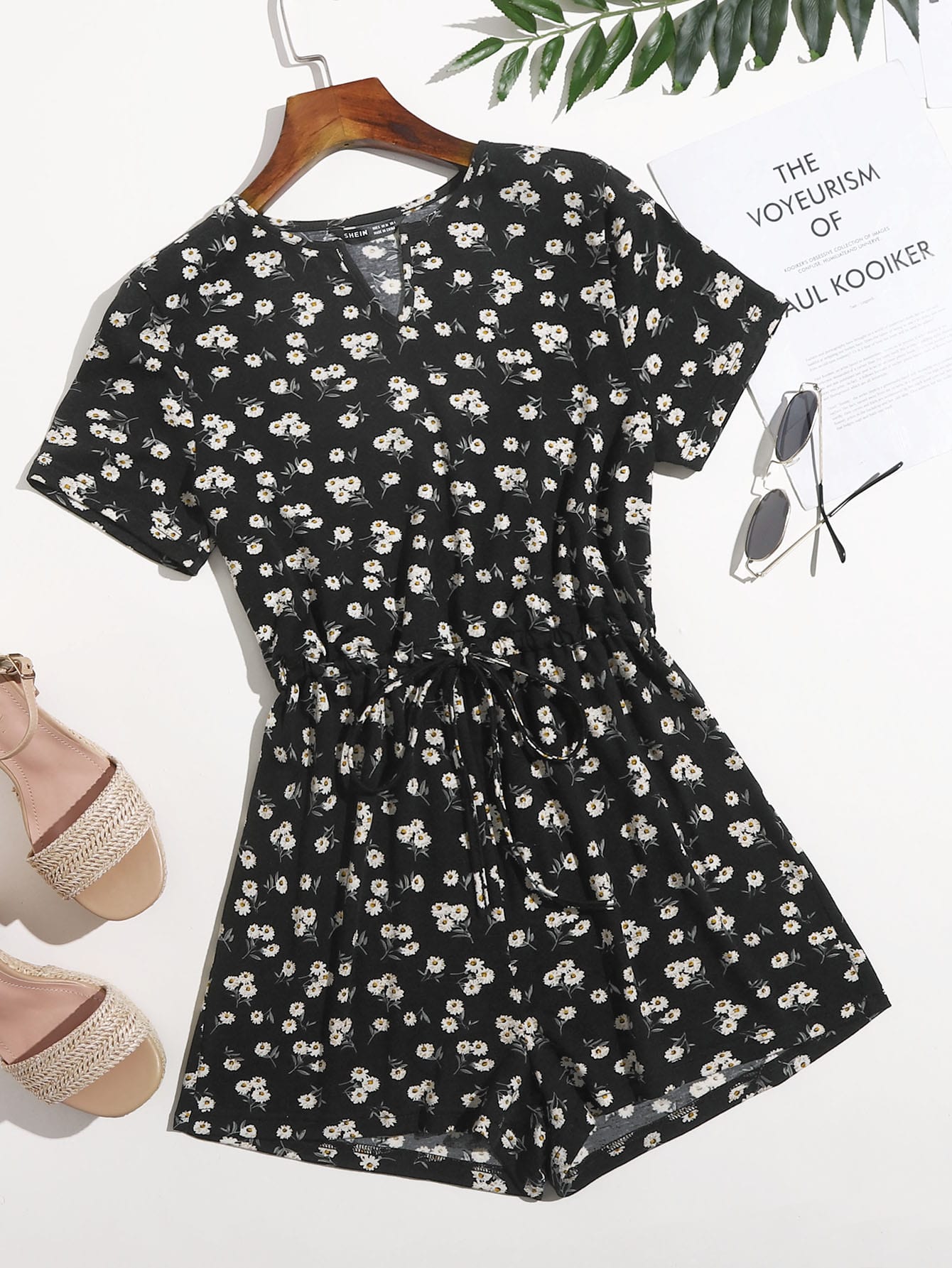 Daisy Floral Tie Waist Romper thumbnail