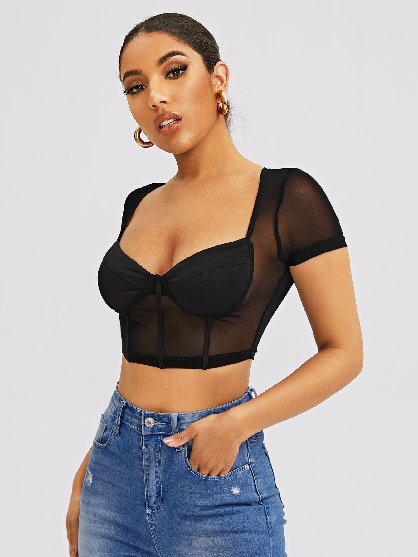 Sweetheart Neck Crop Top thumbnail