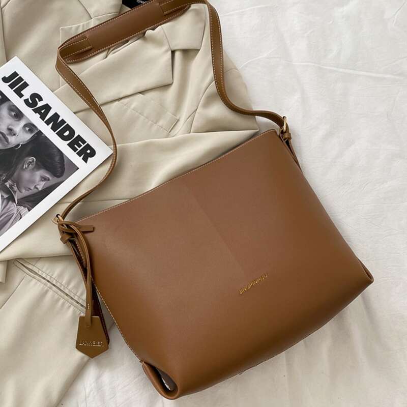

Letter PU Leather Crossbody Bag, Brown