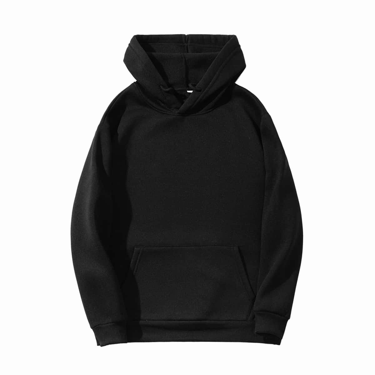 

Kangaroo Pocket Drawstring Hoodie, Black