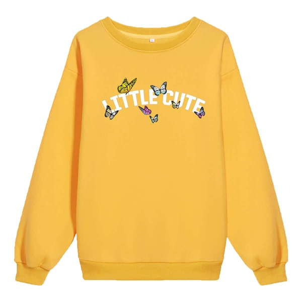 

Butterfly And Slogan Graphic Sweatshirt, Yellow