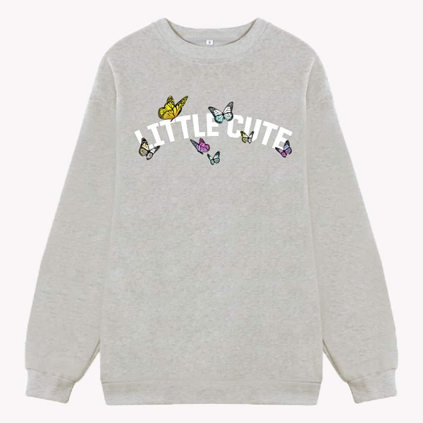 

Butterfly And Slogan Graphic Sweatshirt, Light grey
