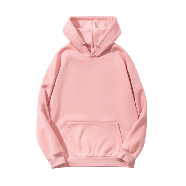 

Kangaroo Pocket Drawstring Hoodie, Baby pink