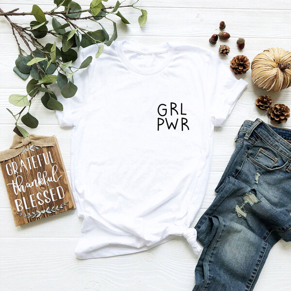 

Plus Letter Graphic Round Neck Tee, White