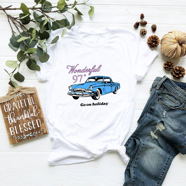 

Plus Car And Slogan Graphic Tee, White