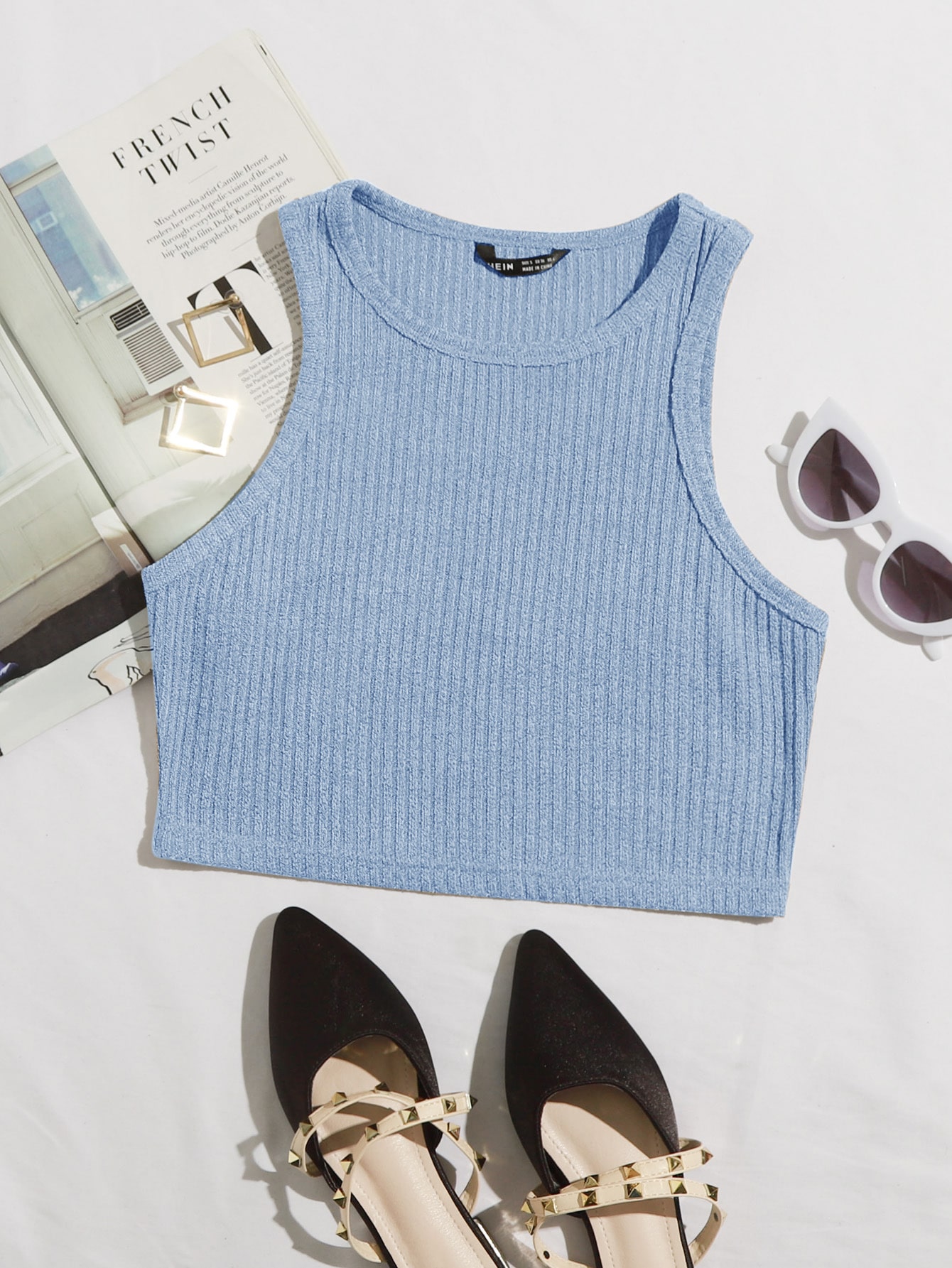Solid Rib-knit Crop Tank Top thumbnail