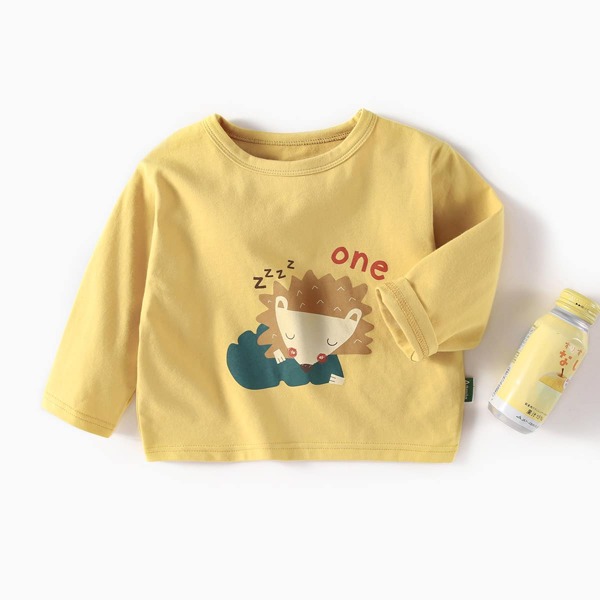 

Baby Girl Cartoon And Letter Graphic Tee, Yellow