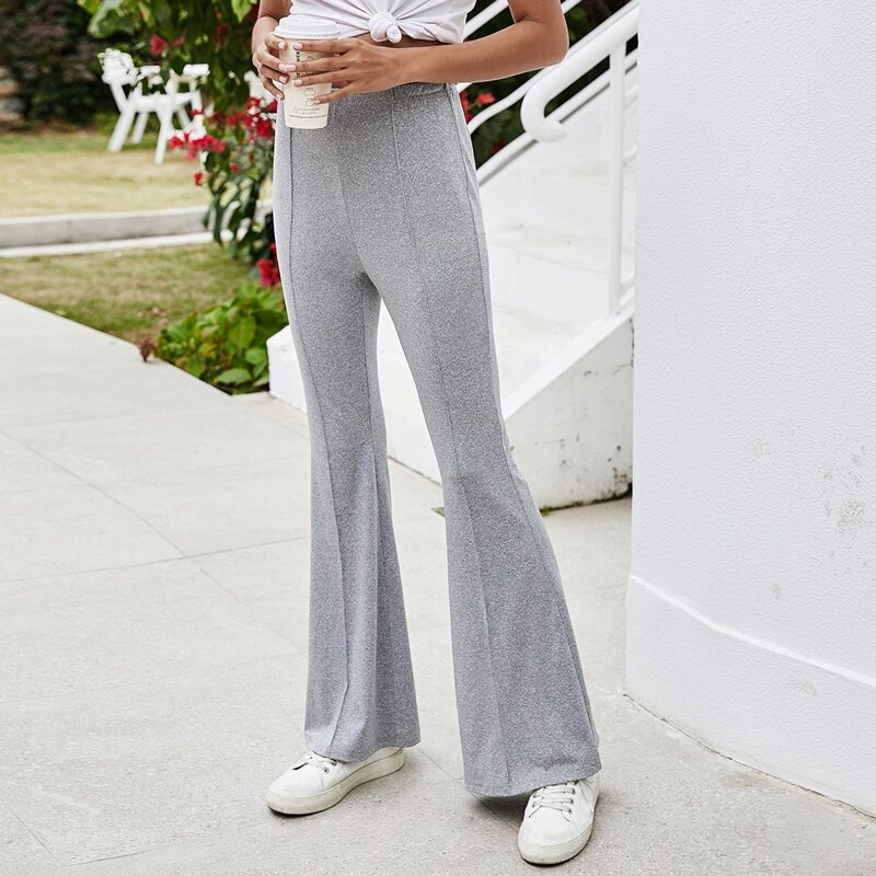 

Solid Flare Leg Pants, Light grey