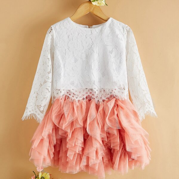 

Toddler Girls Lace Top & Mesh Skirt, Multicolor