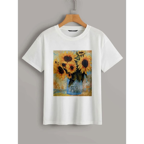 

Sunflower Oil Painting Print Tee, White