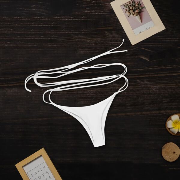 

Tie Waist Thong Bikini Panty, White