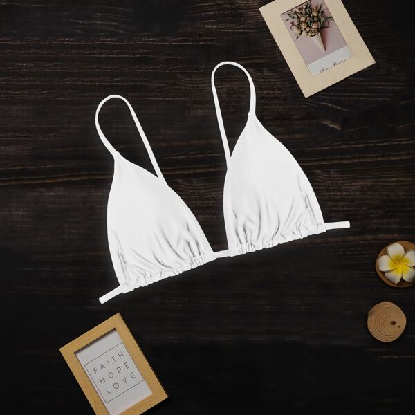 

Spaghetti Strap Triangle Bikini Top, White