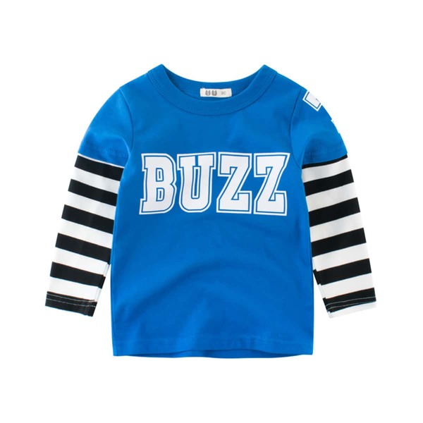 

Toddler Boys Letter Graphic Stripe Sleeve Tee, Blue