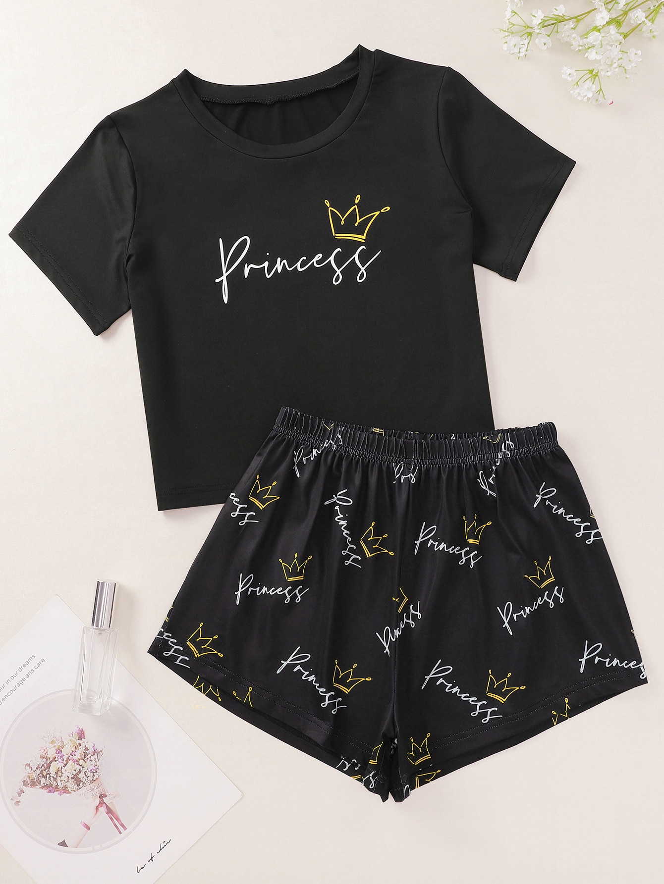 Crown And Letter Graphic Pajama Set thumbnail