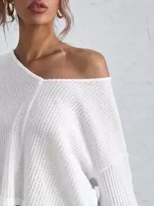 SHEIN Essnce Áo thun màu trơn Giải trí - trắng - Xem 4