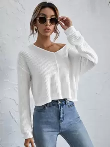 SHEIN Essnce Áo thun màu trơn Giải trí - trắng - Xem 5