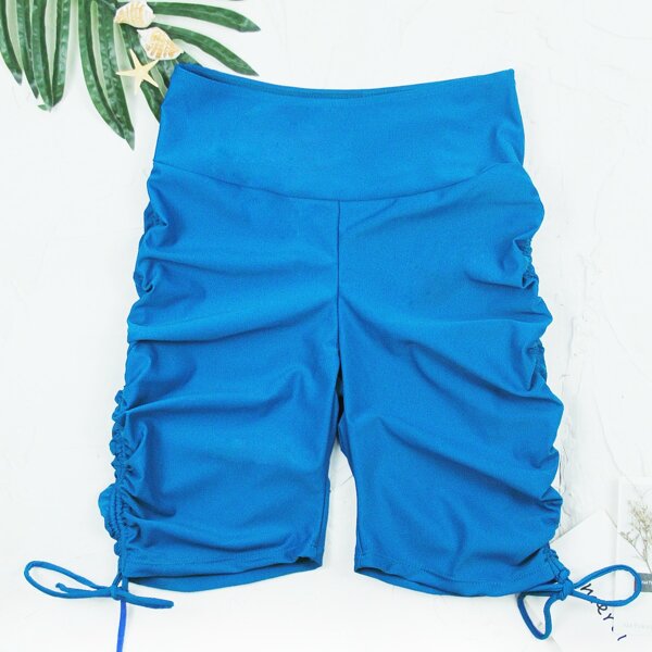 

Ruched Drawstring Swim Shorts, Blue