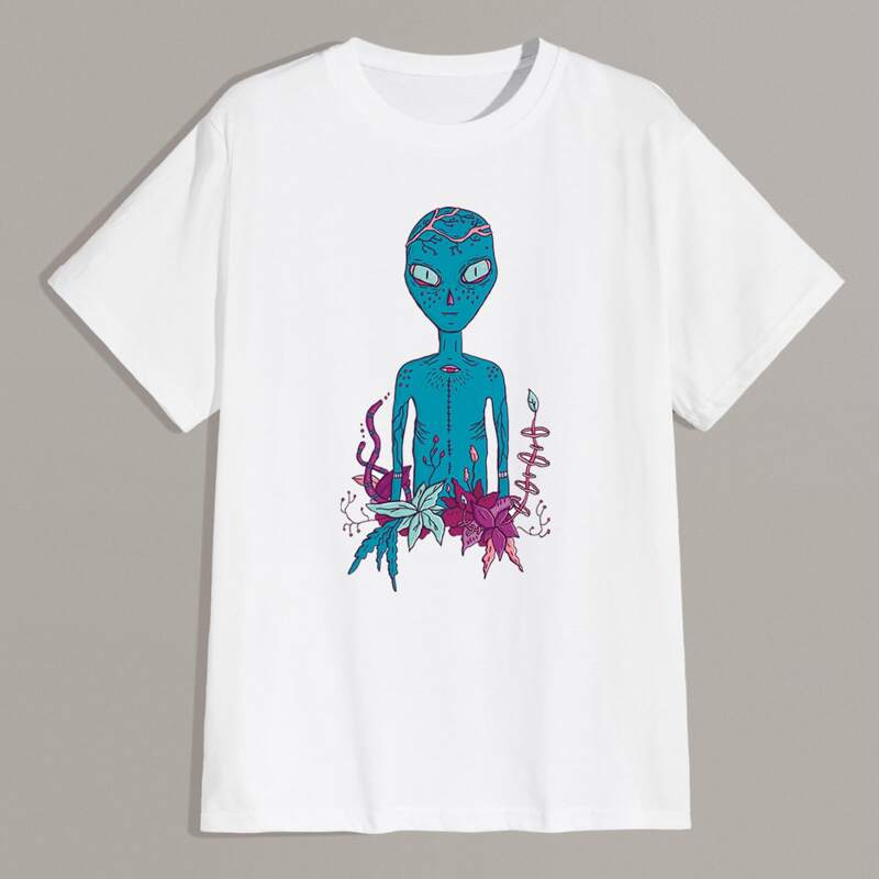 

Guys Alien Print Tee, White