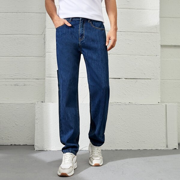 

Men Slant Pocket Jeans, Dark wash