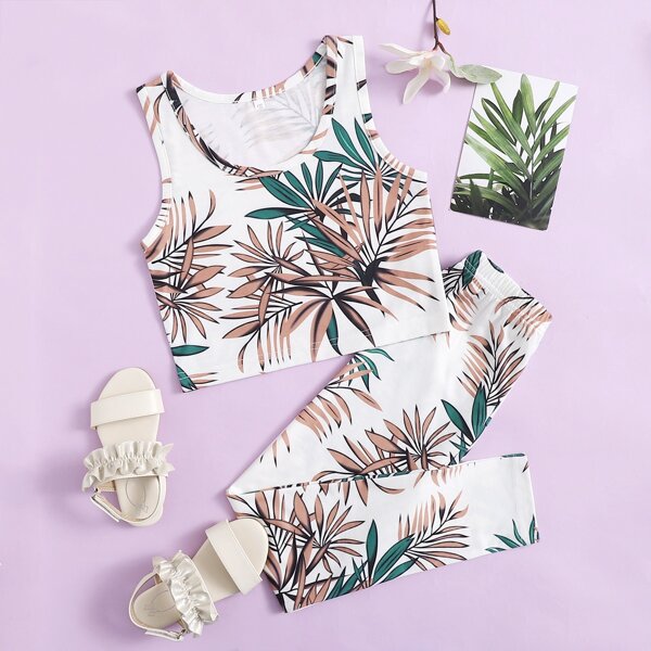 

Girls Tropical Print Tank Top & Leggings, Multicolor