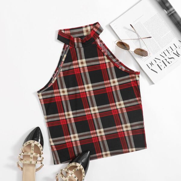 

Plaid Halter Top, Multicolor