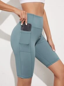 Quần short thể thao Túi màu trơn - màu xanh lá - Xem 1