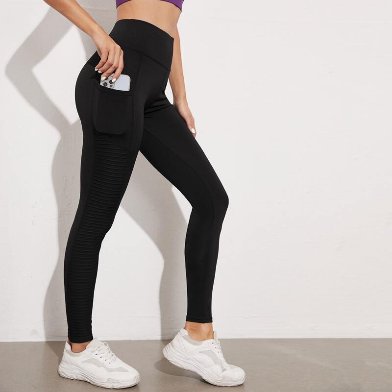

Super Elastic Phone Pocket Sports Leggings, Black