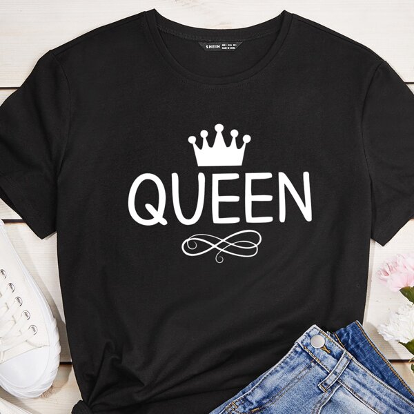 

Crown And Letter Graphic Tee, Black