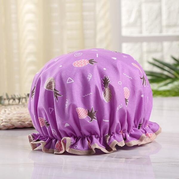 

Pineapple Print Shower Cap, Purple