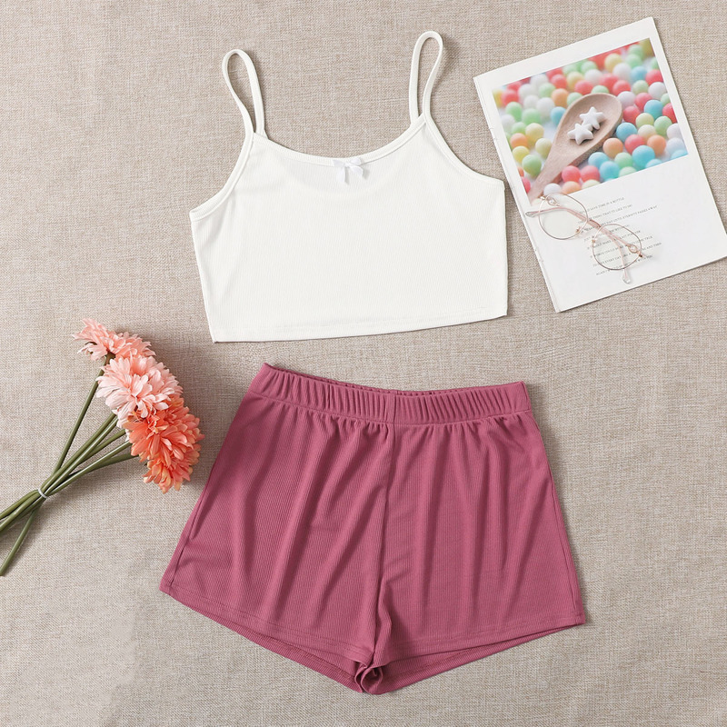 

Crop Cami Top & Shorts Lounge Set, Multicolor