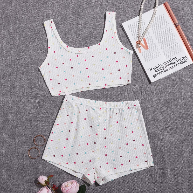 

Polka Dot Pajama Set, White