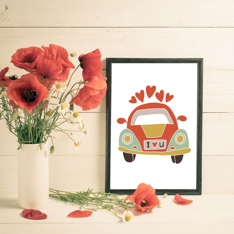 

Car Print Wall Painting Without Frame, White