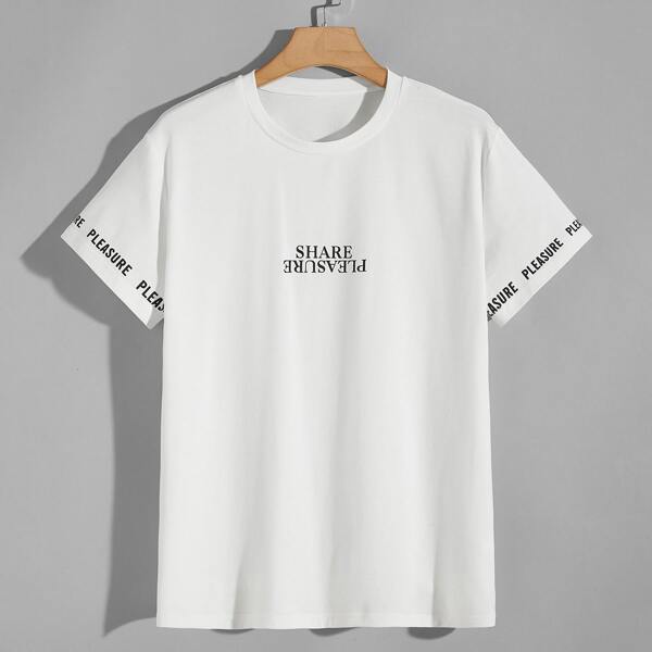 

Men Letter Graphic Round Neck Tee, White