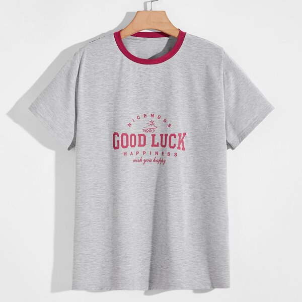

Men Slogan Graphic Round Neck Tee, Grey