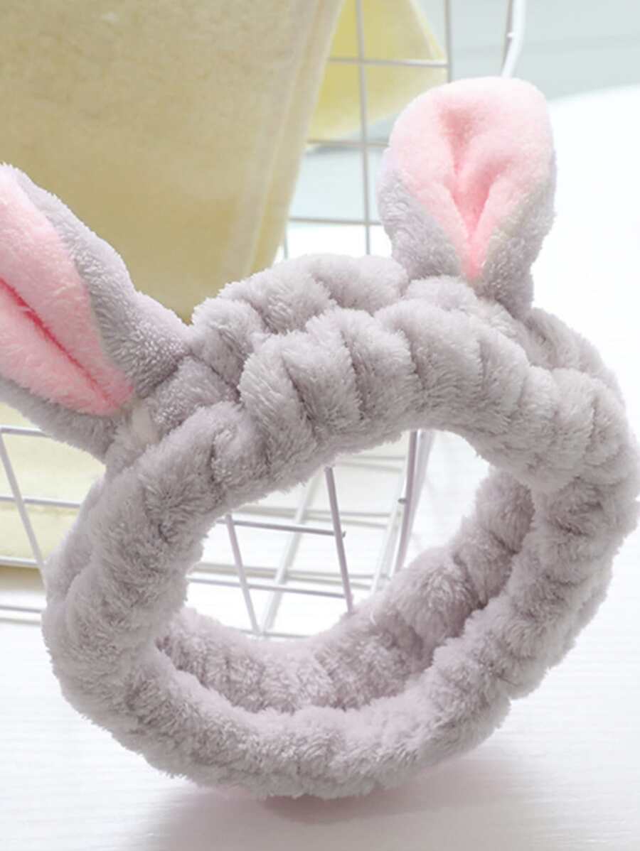 Rabbit Ear Detail Bath Headband - Grey - View 1