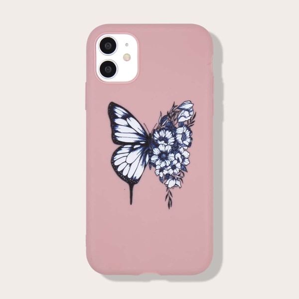 

Butterfly & Flower Print iPhone Case, Multicolor