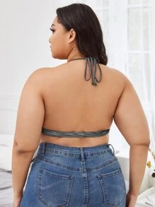 大碼繞頸金屬質感無鋼圈內衣