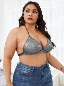 大碼繞頸金屬質感無鋼圈內衣