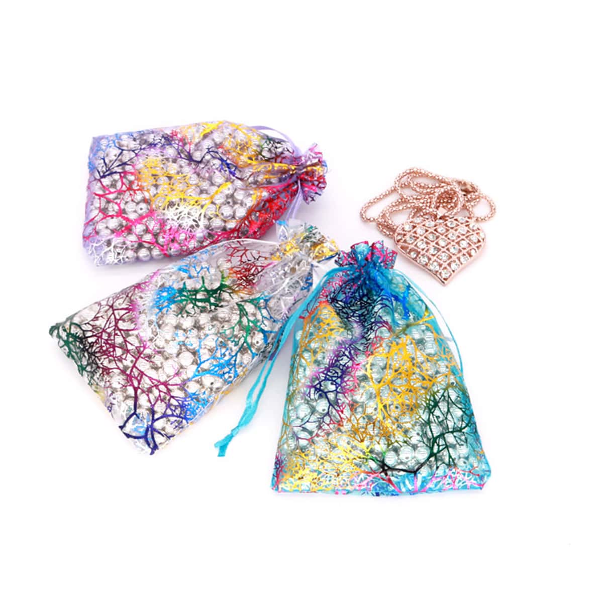 

10pcs Random Drawstring Jewelry Storage Bag, Multicolor